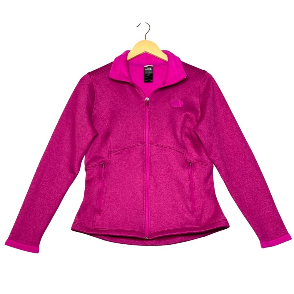 The North Face Fuchsia Pink Agave Full Zip DWR Jersey Fleece Slim Jacket Size M